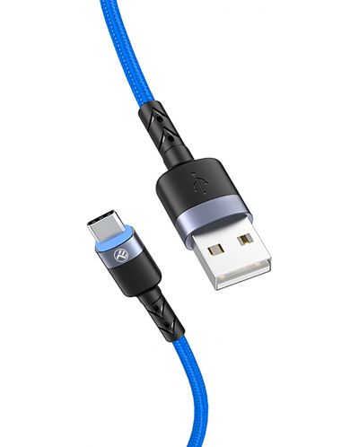 Кабел Tellur - TLL155344, USB-A/USB-C, 1.2 m, син - 2